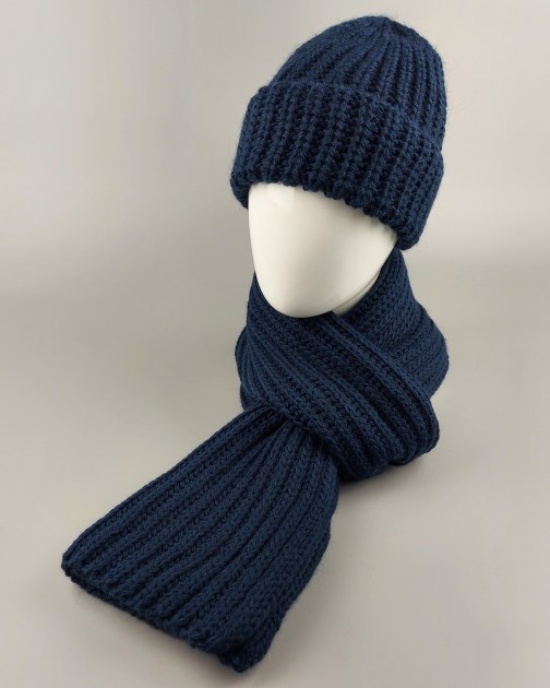 Шарф вязка фанг темно-синий